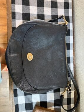 Coach Black Pebbled Leather Crossbody with Gold Hardware